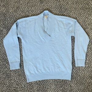Burberry cashmere shawl collar sweater light blue medium